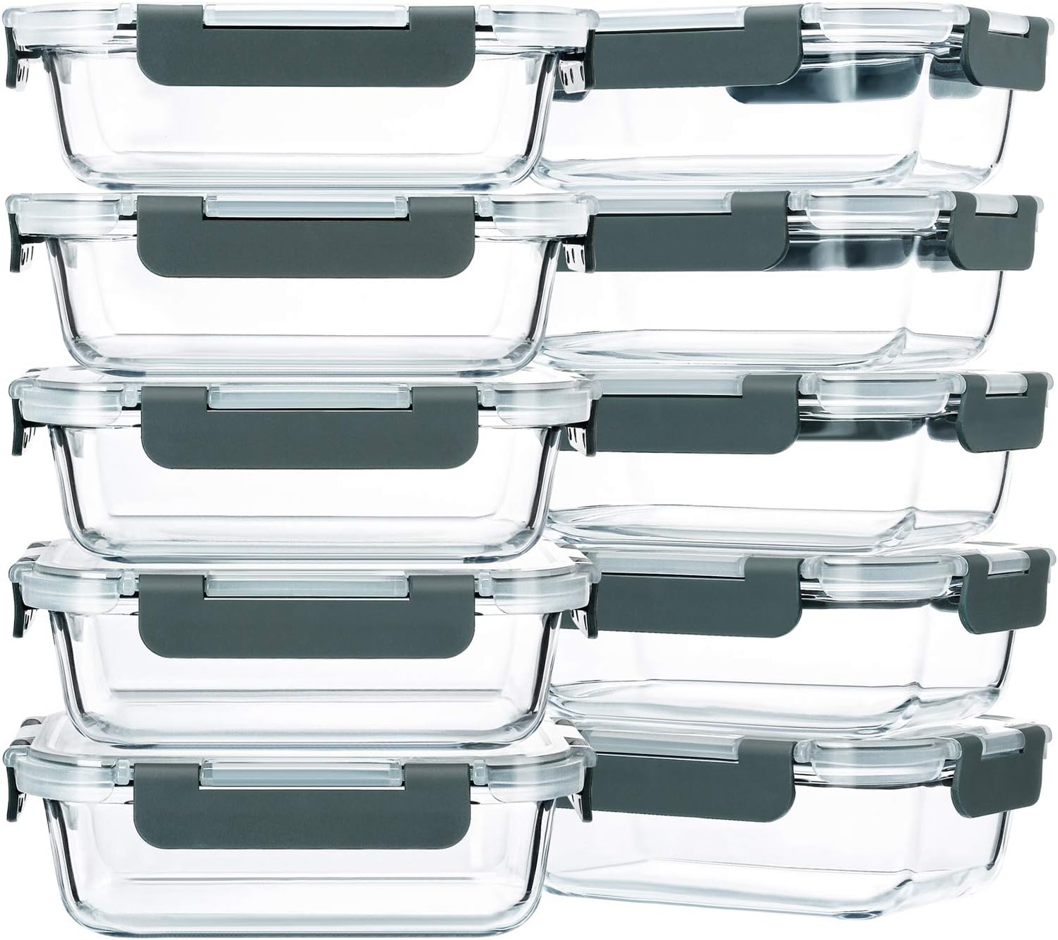 Glass Meal Prep Containers, Glass Food Storage Containers with lids, Lunch Containers -Pack of 10 (22 oz) Glass Meal Prep Containers, Glass Food Storage Containers with lids, Lunch Containers -Pack of 10 (22 oz)